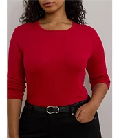 Lauren Ralph Lauren Plus Size Stretch Soft Knit Crew Neck Long Sleeve Tee Shirt