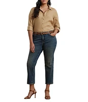 Lauren Ralph Lauren Plus Size Twill Mid Rise Ankle Jeans
