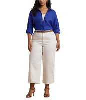 Lauren Ralph Lauren Plus Size Woven Point Collar Long Roll-Tab Sleeve Button-Front Shirt