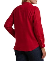 Lauren Ralph Lauren Plus Size Woven Point Collar Long Roll-Tab Sleeve Button-Front Shirt