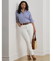 Lauren Ralph Lauren Plus Size Woven Stripe Point Collar Long Sleeve Button Front Broadcloth Shirt