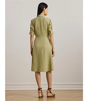 Lauren Ralph Lauren Point Collar Elbow Length Buttoned Cuff Sleeves Dress