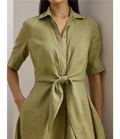Lauren Ralph Lauren Point Collar Elbow Length Buttoned Cuff Sleeves Dress