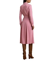 Lauren Ralph Lauren Point Collar Long Sleeve Faux Wrap Midi Dress