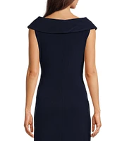 Lauren Ralph Lauren Portrait Collar Cap Sleeve Crepe Sheath Gown