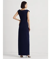 Lauren Ralph Lauren Portrait Collar Cap Sleeve Crepe Sheath Gown