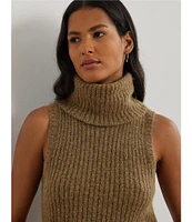 Lauren Ralph Lauren Sleeveless Wool Blend Slim Fit Turtleneck Sweater