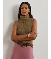 Lauren Ralph Lauren Sleeveless Wool Blend Slim Fit Turtleneck Sweater