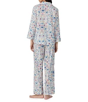 Lauren Ralph Lauren Printed 3/4 Sleeve Notch Collar Woven Pajama Set