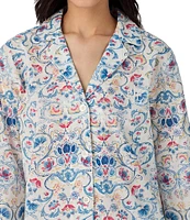 Lauren Ralph Lauren Printed 3/4 Sleeve Notch Collar Woven Pajama Set