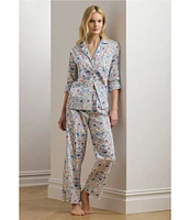 Lauren Ralph Lauren Printed 3/4 Sleeve Notch Collar Woven Pajama Set