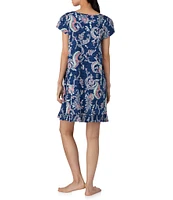 Lauren Ralph Lauren Printed Short Sleeve Scoop Neck Knit Nightgown