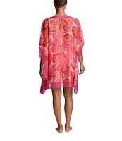 Lauren Ralph Lauren Provence Paisley Border Chiffon V-Neck Poncho Swim Cover-Up