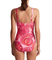 Lauren Ralph Lauren Provence Paisley Scoop Neck Tie Front One Piece Swimsuit