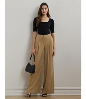 Lauren Ralph Lauren Rib-Knit Cotton Blend Scoop Neck Elbow Sleeve Fitted Tee