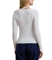 Lauren Ralph Lauren Rib-Knit Halter Sweetheart Neck Long Sleeve Slim Fit Sweater