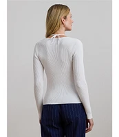 Lauren Ralph Lauren Rib-Knit Halter Sweetheart Neck Long Sleeve Slim Fit Sweater