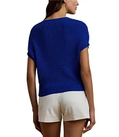 Lauren Ralph Lauren Rib Knit V Neck Short Dolman Sweater