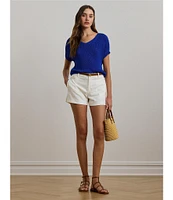 Lauren Ralph Lauren Rib Knit V Neck Short Dolman Sweater