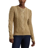 Lauren Ralph Lauren Ribbed Knit Metallic Crew Neck Long Sleeve Sweater