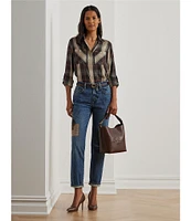 Lauren Ralph Lauren Relaxed Fit Plaid Roll-Tab-Sleeve Shirt