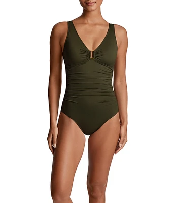Lauren Ralph Lauren Ring Over The Shoulder Underwire One Piece Swimsuit