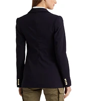 Lauren Ralph Lauren Double Breasted Wool Crepe Notch Lapel Long Sleeve Blazer