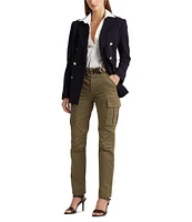 Lauren Ralph Lauren Double Breasted Wool Crepe Notch Lapel Long Sleeve Blazer