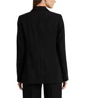 Lauren Ralph Lauren Double Breasted Wool Crepe Notch Lapel Long Sleeve Blazer