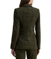 Lauren Ralph Lauren Double-Breasted Peak Lapel Pocket Checked Blazer