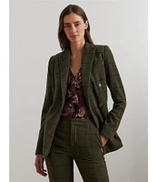 Lauren Ralph Lauren Double-Breasted Peak Lapel Pocket Checked Blazer