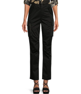 Lauren Ralph Lauren Sateen Flap Pocket High Rise Straight Leg Cargo Pants