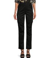 Lauren Ralph Lauren Sateen Flap Pocket High Rise Straight Leg Cargo Pants