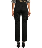 Lauren Ralph Lauren Sateen Flap Pocket High Rise Straight Leg Cargo Pants