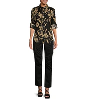 Lauren Ralph Lauren Sateen Flap Pocket High Rise Straight Leg Cargo Pants