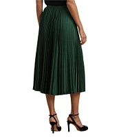 Lauren Ralph Lauren Satin Charmeuse Pleated Midi A-Line Skirt