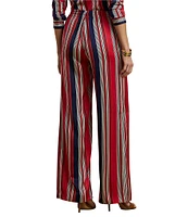 Lauren Ralph Lauren Satin Charmeuse Striped High Rise Wide Leg Pants