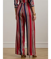 Lauren Ralph Lauren Satin Charmeuse Striped High Rise Wide Leg Pants