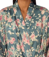 Lauren Ralph Lauren Satin Floral Long Kimono Robe