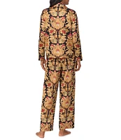 Lauren Ralph Lauren Satin Long Sleeve Notch Collar Long Pant Paisley Pajama Set