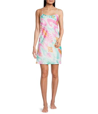 Lauren Ralph Lauren Satin Sleeveless Scoop Neck Ikat Print Chemise
