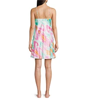 Lauren Ralph Lauren Satin Sleeveless Scoop Neck Ikat Print Chemise