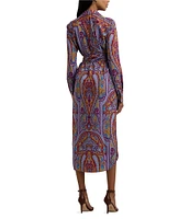 Lauren Ralph Lauren Crepe de Chine Paisley Belted Button-Front Shirt Dress