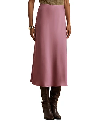 Lauren Ralph Lauren Satin Charmeuse A-Line Midi Skirt