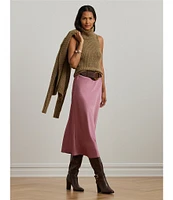 Lauren Ralph Lauren Satin Charmeuse A-Line Midi Skirt