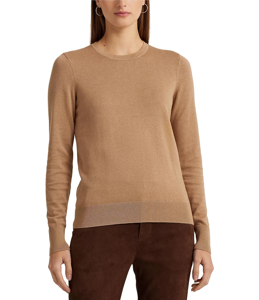 Lauren Ralph Lauren Body Skimming Crew Neck Long Sleeve Ribbed Sweater