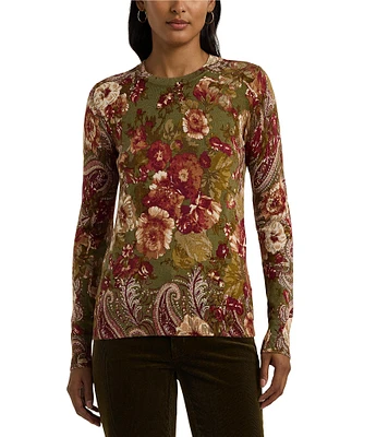 Lauren Ralph Lauren Floral Crew Neck Long Sleeve Sweater