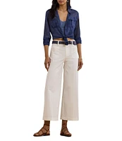 Lauren Ralph Lauren Sheer Chiffon Cerulean Print Point Collar Long Sleeve Shirt