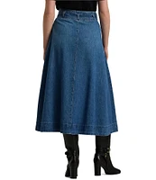 Lauren Ralph Lauren Denim Pleated Belted Midi Skirt