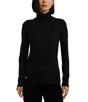 Lauren Ralph Lauren Silk Blend Slim Fit Turtleneck Long Sleeve Sweater